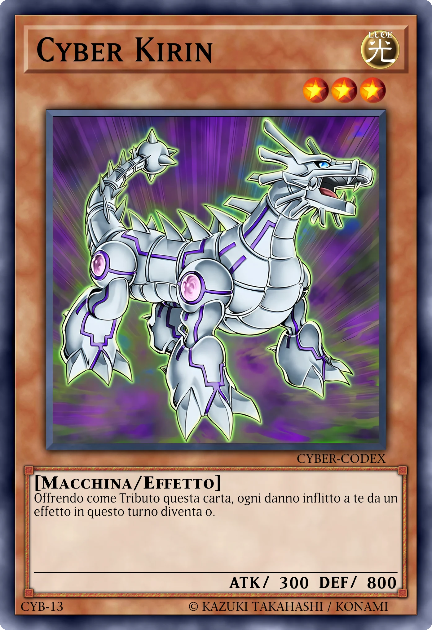 Carta Cyber Kirin ricostruita: Mostro Effetto, Lv3 LUCE Macchina, ATK 300 / DEF 800