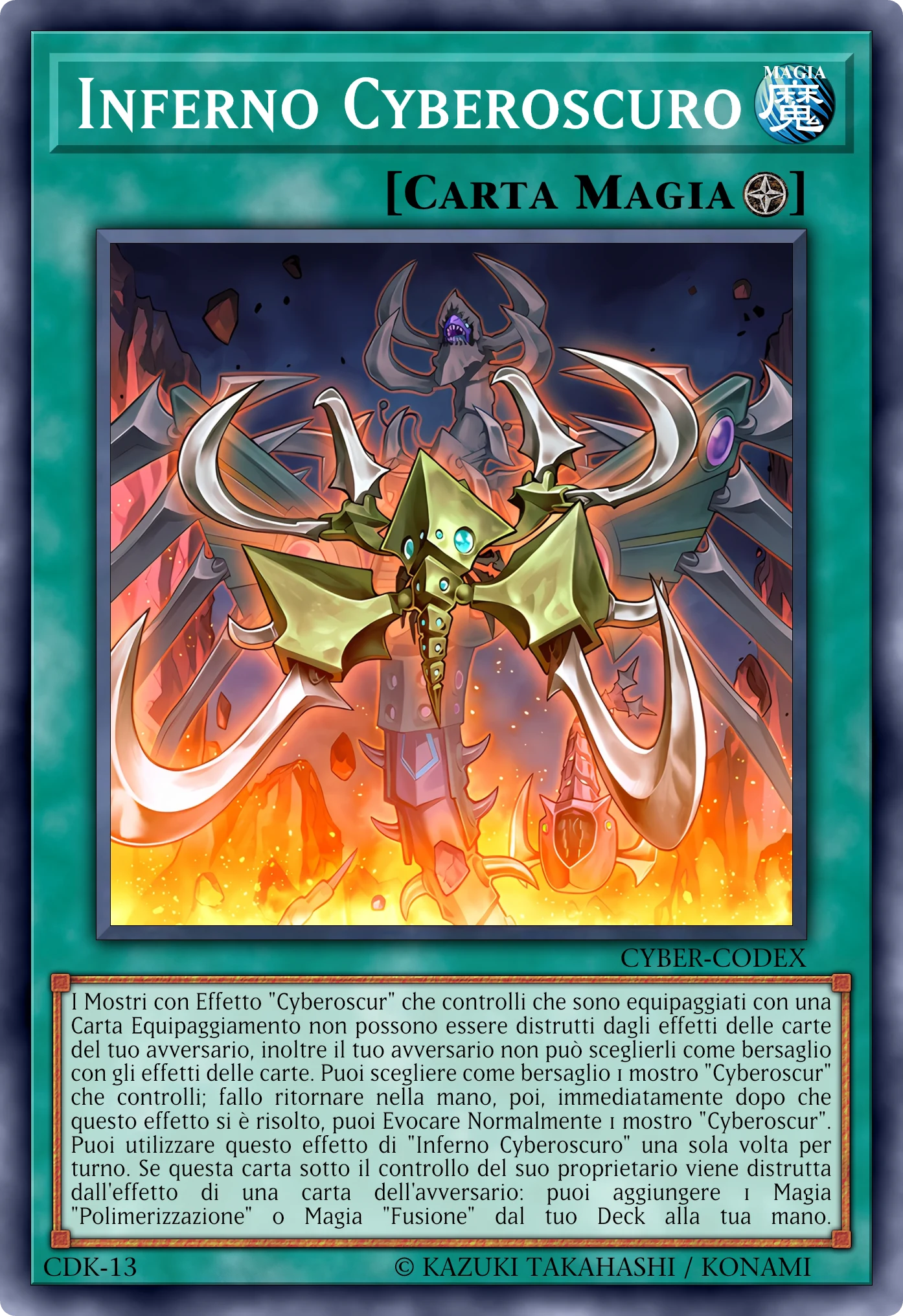 Carta Inferno Cyberoscuro (Cyberdark Inferno) ricostruita: Magia Terreno