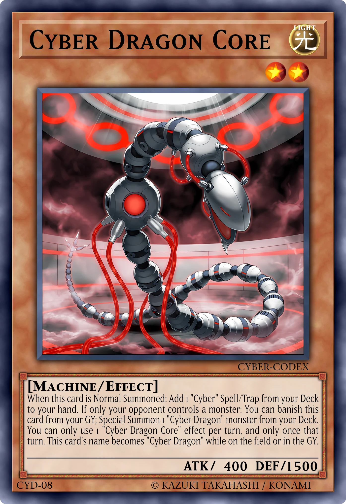 Cyber Dragon Core (Cyber Drago Nucleo) card, reconstructed: Effect Monster, Level 2 LIGHT Machine, ATK 400 / DEF 1500