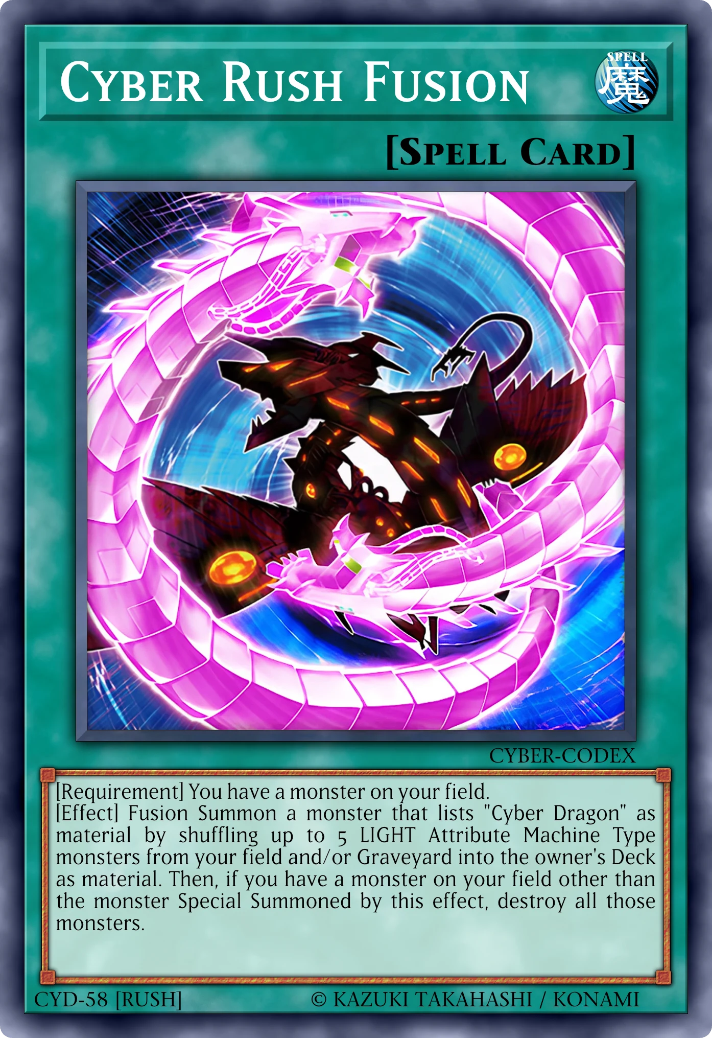 Cyber Rush Fusion (Fusione Cyber Rush) card, reconstructed: Normal Spell (Rush)