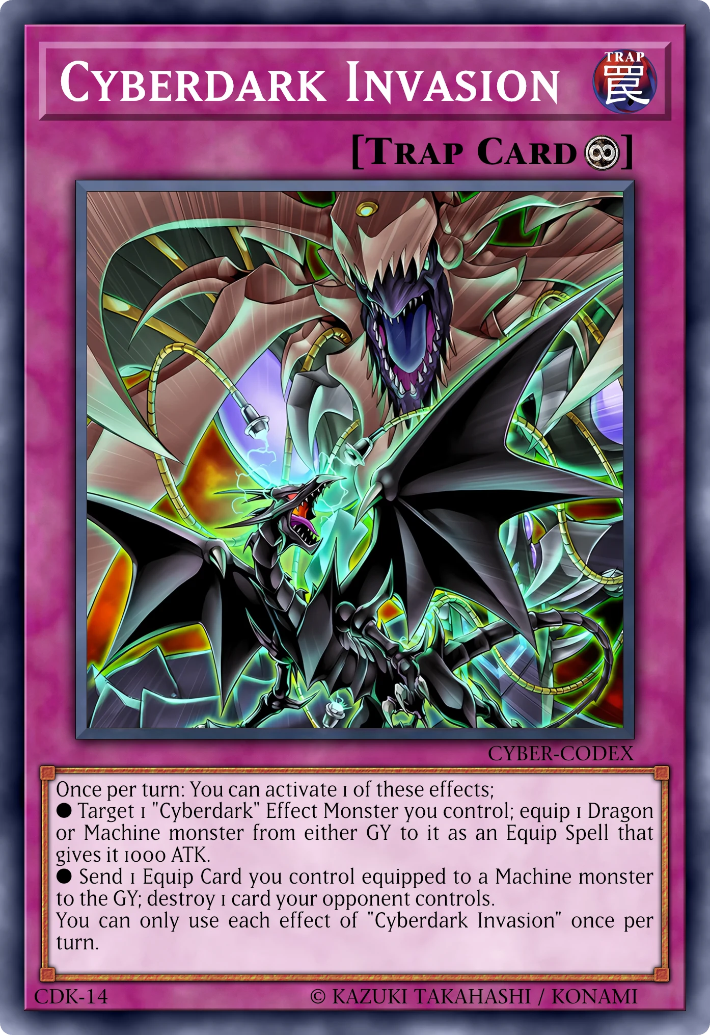 Cyberdark Invasion (Invasione Cyberoscura) card, reconstructed: Continuous Trap