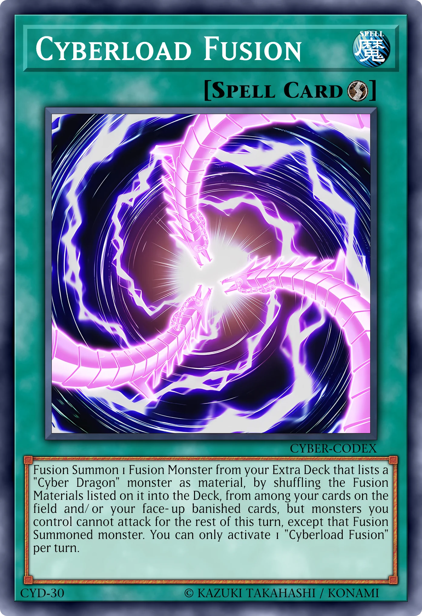 Cyberload Fusion (Fusione Cybercarico) card, reconstructed: Quick-Play Spell