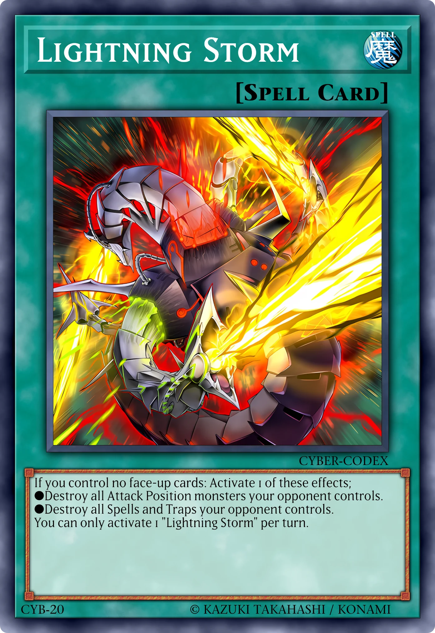Lightning Storm (Fulmine Tempesta) card, reconstructed: Normal Spell